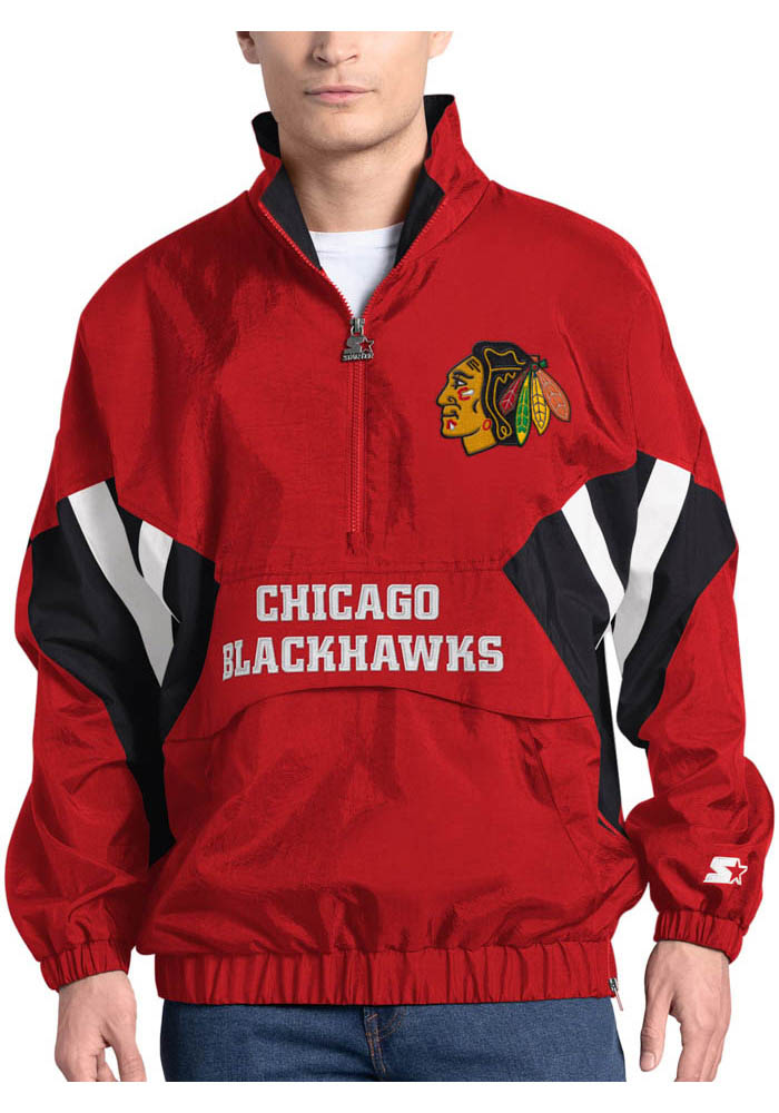 Starter Chicago Blackhawks Mens Chief BLACK Pullover Jackets - 9438021
