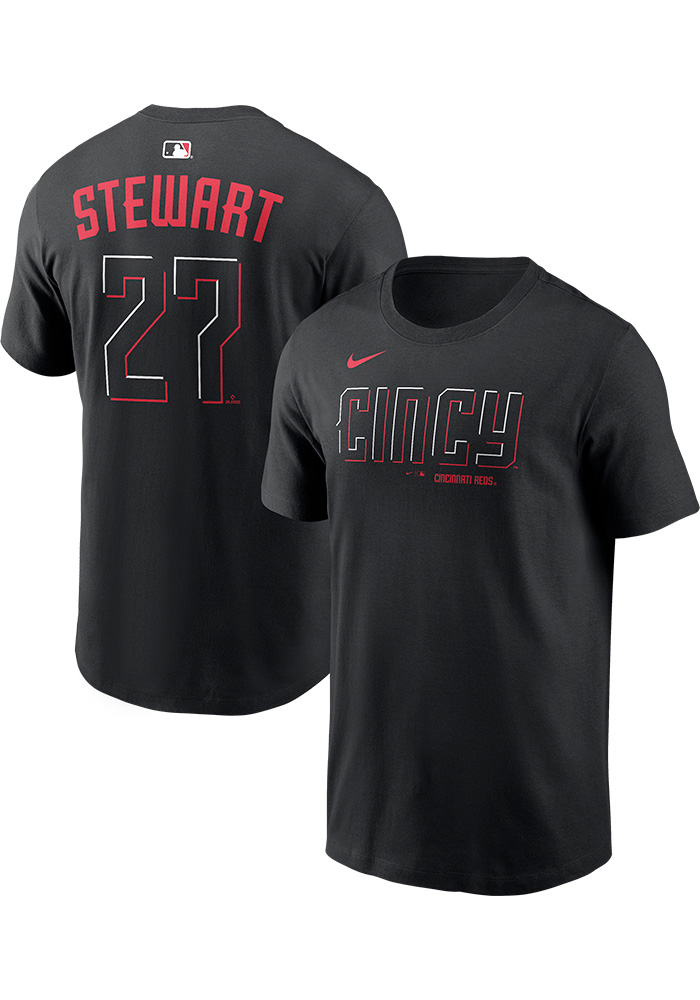 Sal Stewart Cincinnati Reds BLACK Alternate Short Sleeve Player T
