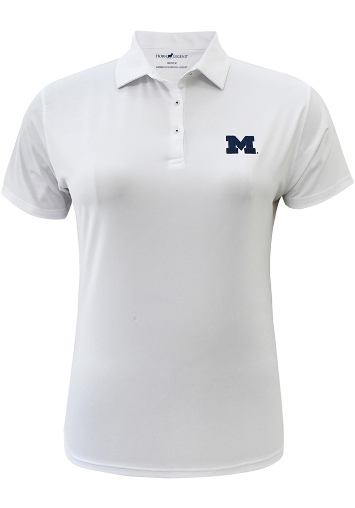 Michigan Wolverines Horn Legend Womens White Bamboo Short Sleeve