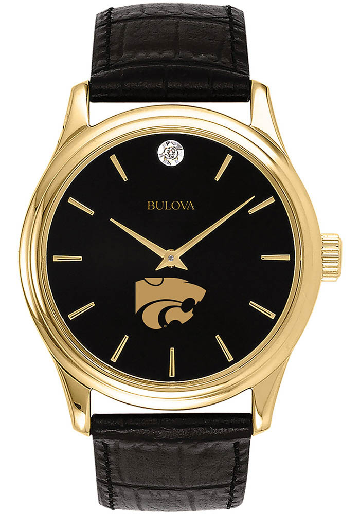 BLACK Leather K-State Wildcats Mens Watch - 99318621