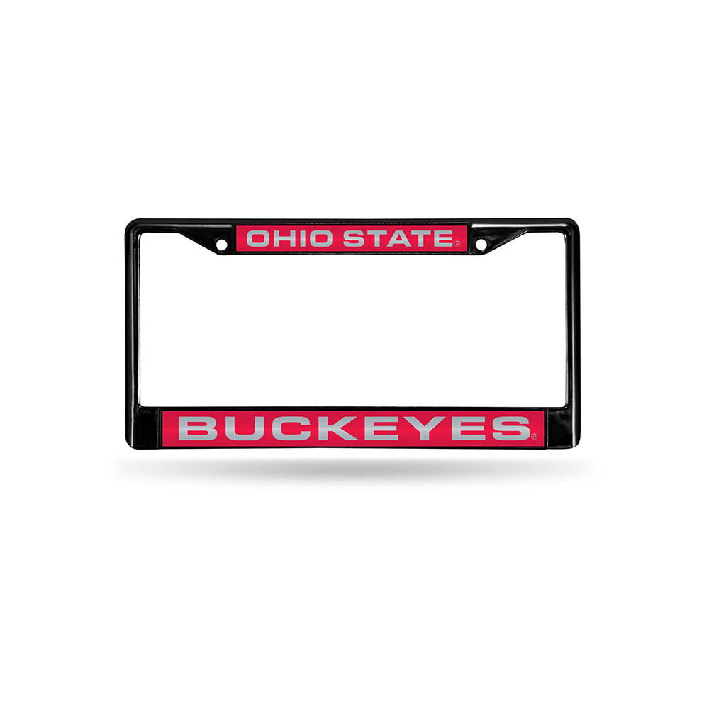 OHIO STATE Buckeyes Red-Silver Mirrored Block O License Plate / Car Tag