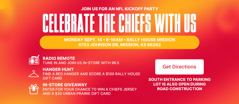 join us for an nfl kickoff party celebrate the chiefs with us | Monday September 14th 6-10am rally house mission