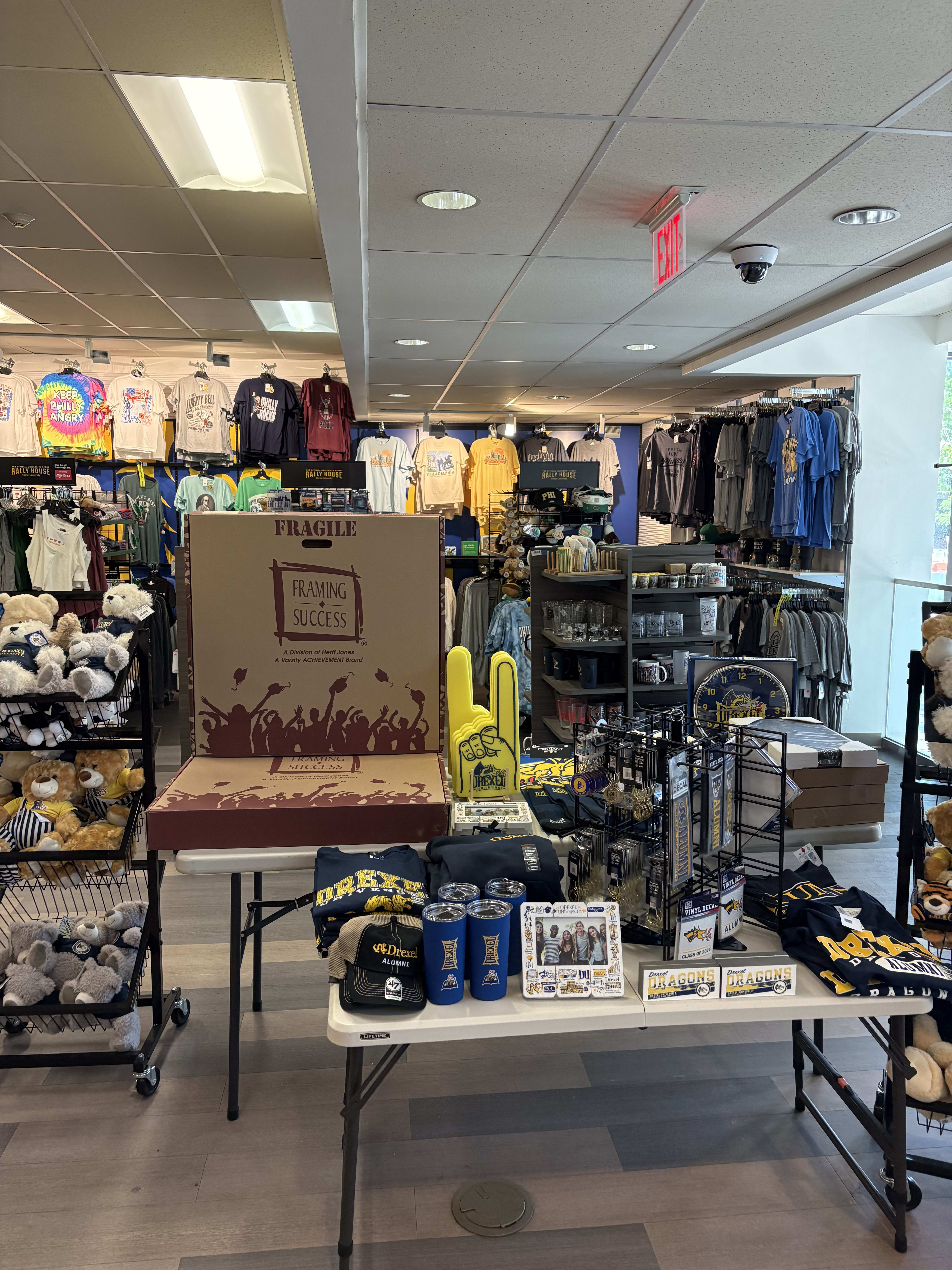Rally House Drexel University merchandise display