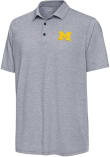Main image for Mens Michigan Wolverines Navy Blue Antigua Distressed Stripe Short Sleeve Polo Shirt