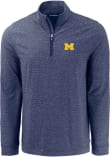 Main image for Mens Michigan Wolverines Blue Cutter and Buck Adapt Stripe Qtr Zip Pullover