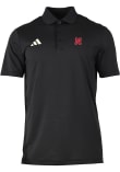 Main image for Mens Nebraska Cornhuskers Black Adidas Heat Seal Ottoman Short Sleeve Polo Shirt