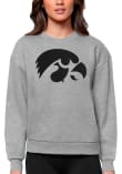 Main image for Womens Iowa Hawkeyes Grey Heather Antigua Full Front Victory Crew Sweatshirt