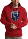 Main image for Antigua San Jose Earthquakes Mens Red Full Front Victory Long Sleeve Hoodie
