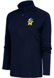 Main image for Womens Michigan Wolverines Blue Antigua 2023 Big Ten Champions Tribute Qtr Zip Pullover