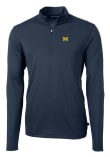 Main image for Mens Michigan Wolverines Blue Cutter and Buck Virtue Eco Pique Qtr Zip Pullover