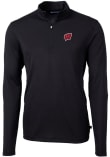 Main image for Mens Wisconsin Badgers Black Cutter and Buck Virtue Eco Pique Qtr Zip Pullover
