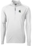 Main image for Mens Michigan State Spartans White Cutter and Buck Adapt Eco Knit Qtr Zip Pullover