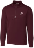 Main image for Cutter and Buck Philadelphia Phillies Mens Maroon Traverse Long Sleeve Qtr Zip Pullover