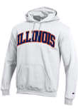 Main image for Mens Illinois Fighting Illini White Champion Arch Name Twill Hooded Sweatshirt