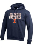 Main image for Mens Illinois Fighting Illini Navy Blue Champion Stacked Football Hooded Sweatshirt