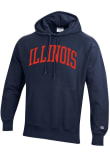 Main image for Mens Illinois Fighting Illini Navy Blue Champion Arch Name Reverse Weave Hooded Sweatshirt