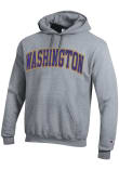 Main image for Mens Washington Huskies Grey Champion Arch Name Hooded Sweatshirt