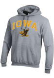 Main image for Mens Iowa Hawkeyes Grey Champion Arch Mascot Hooded Sweatshirt