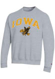 Main image for Mens Iowa Hawkeyes Grey Champion Vault Arch Mascot Crew Sweatshirt