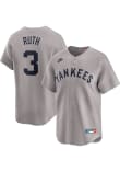 New York Yankees Babe Ruth Nike GREY Throwback Cooperstown Jersey