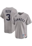 New York Yankees Babe Ruth Nike GREY Throwback Cooperstown Jersey