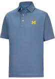 Main image for Mens Michigan Wolverines Light Blue Footjoy MicroFeeder Stripe Short Sleeve Fashion Polo