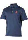 Main image for Mens Illinois Fighting Illini Navy Blue Columbia Sand Tee Short Sleeve Polo Shirt