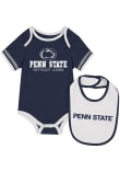 Main image for Baby Penn State Nittany Lions Navy Blue Colosseum "The Gift" One Piece with Bib Set