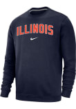 Main image for Mens Illinois Fighting Illini Navy Blue Nike Arch Name Club Fleece Crew Sweatshirt
