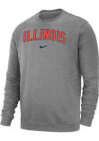 Main image for Mens Illinois Fighting Illini Grey Nike Club Fleece Arch Name Crew Sweatshirt
