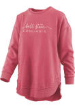 Main image for Womens Ball State Cardinals Red Pressbox Vintage Burnout Crew Sweatshirt