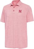 Main image for Mens Nebraska Cornhuskers Red Antigua Distressed Stripe Short Sleeve Polo Shirt