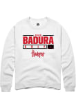 Main image for Caleb Badura Rally Mens White Nebraska Cornhuskers NIL Stacked Box Crew Sweatshirt
