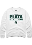 Main image for Valery Plata Rally Mens White Michigan State Spartans NIL Stacked Box Crew Sweatshirt