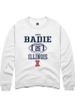 Main image for Jared Badie Rally Mens White Illinois Fighting Illini NIL Sport Icon Crew Sweatshirt