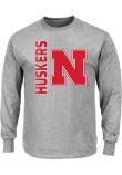 Main image for Mens Grey Nebraska Cornhuskers Vault Logo Wordmark Big and Tall Long Sleeve T-Shirt