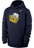Main image for Youth Michigan Wolverines Navy Blue Nike Vintage Logo Long Sleeve Hooded Sweatshirt