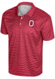 Main image for Mens Ohio State Buckeyes Red Colosseum Staff Striped Short Sleeve Polo Shirt