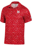 Main image for Mens Nebraska Cornhuskers Red Champion Tailgate Print Short Sleeve Polo Shirt