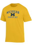 Main image for Michigan Wolverines Yellow Champion Font Class of 2027 Jersey Short Sleeve T Shirt