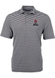Main image for Mens Ball State Cardinals Black Cutter and Buck Virtue Stripe Pique Short Sleeve Polo Shirt