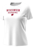 Main image for Wisconsin Badgers White Under Armour Stacked over logo Tech Stretch Short Sleeve T-Shirt