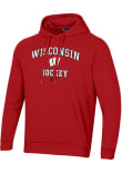 Main image for Mens Wisconsin Badgers Red Under Armour Hockey Rival Hooded Sweatshirt