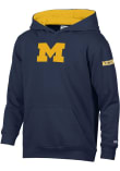 Main image for Youth Michigan Wolverines Blue Champion Skybox Contrast Liner Long Sleeve Hooded Sweatshirt