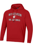 Main image for Mens Wisconsin Badgers Red Under Armour Volleyball Rival Hooded Sweatshirt