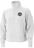 Main image for Womens Michigan Wolverines White Columbia 2026 MBB Champions Heat Seal Wickham Hills Qtr Zip Pullo..