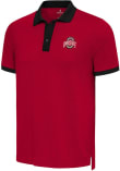 Main image for Mens Ohio State Buckeyes Red Antigua Noble Colorblock Short Sleeve Polo Shirt