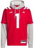 Main image for Mens Nebraska Cornhuskers Red Adidas Football Jersey Hooded Sweatshirt