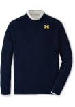 Main image for Mens Michigan Wolverines Navy Blue Peter Millar Autumn Crest Honeycomb Long Sleeve Sweater