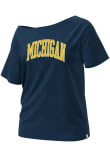 Main image for Michigan Wolverines Navy Blue Champion Off Shoulder Short Sleeve T-Shirt